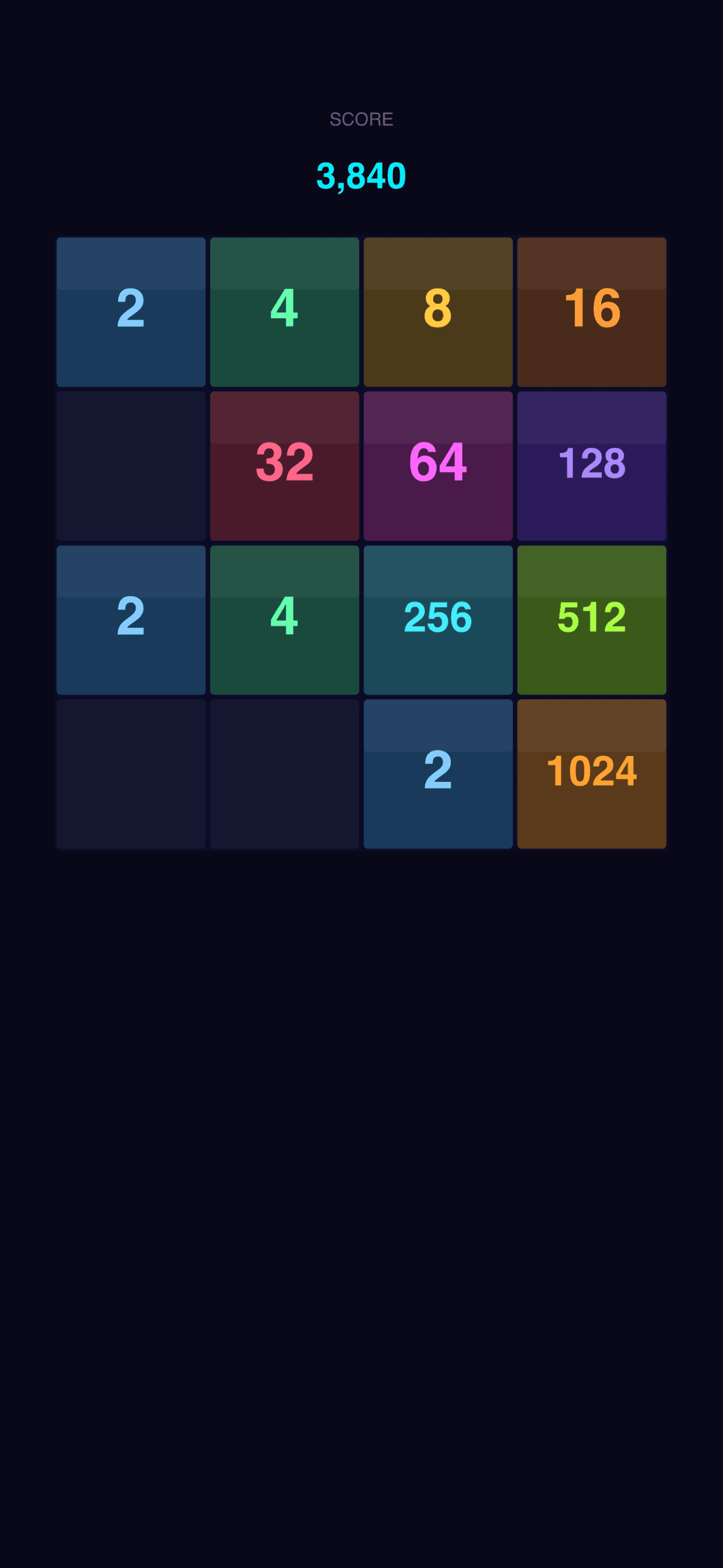 Neon 2048 iPhone screenshot 2