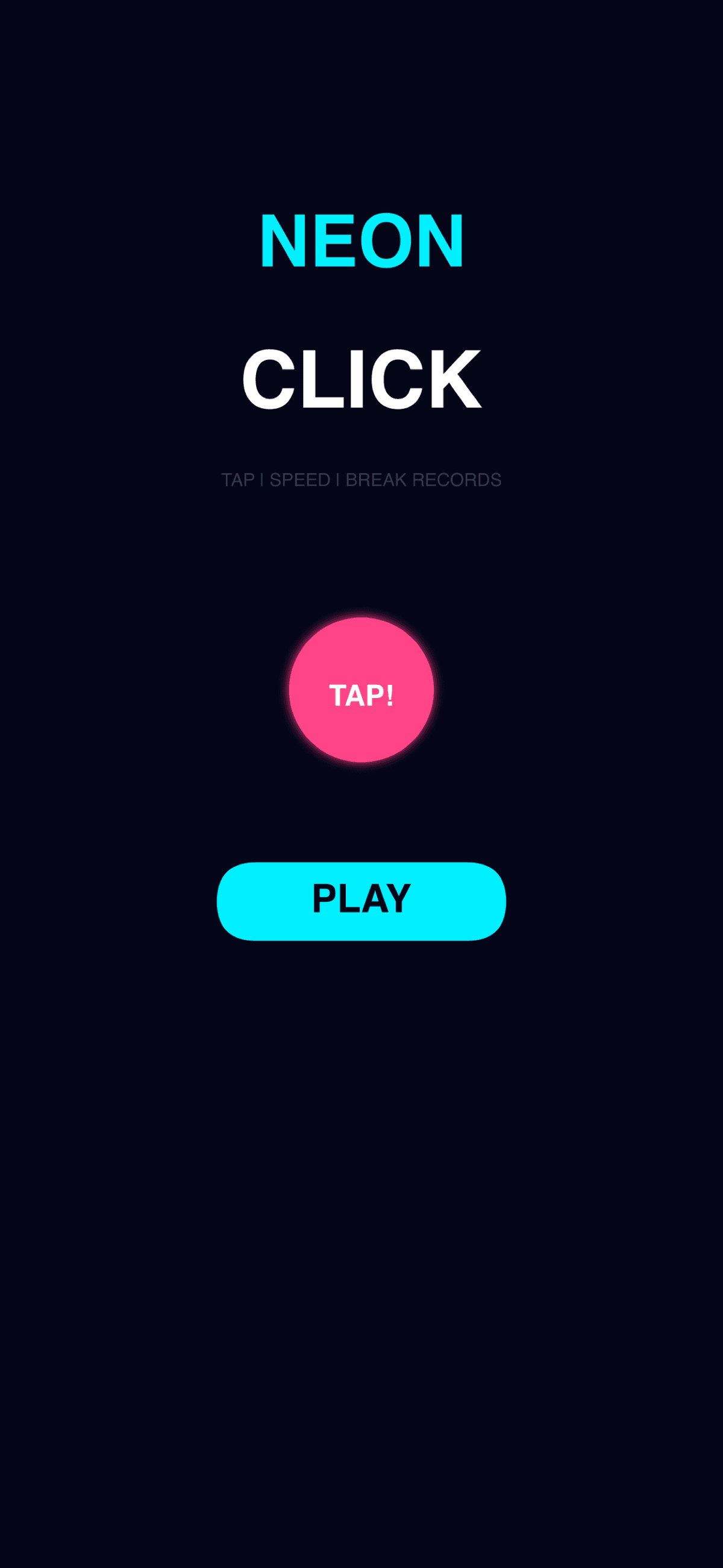 Neon Click main menu