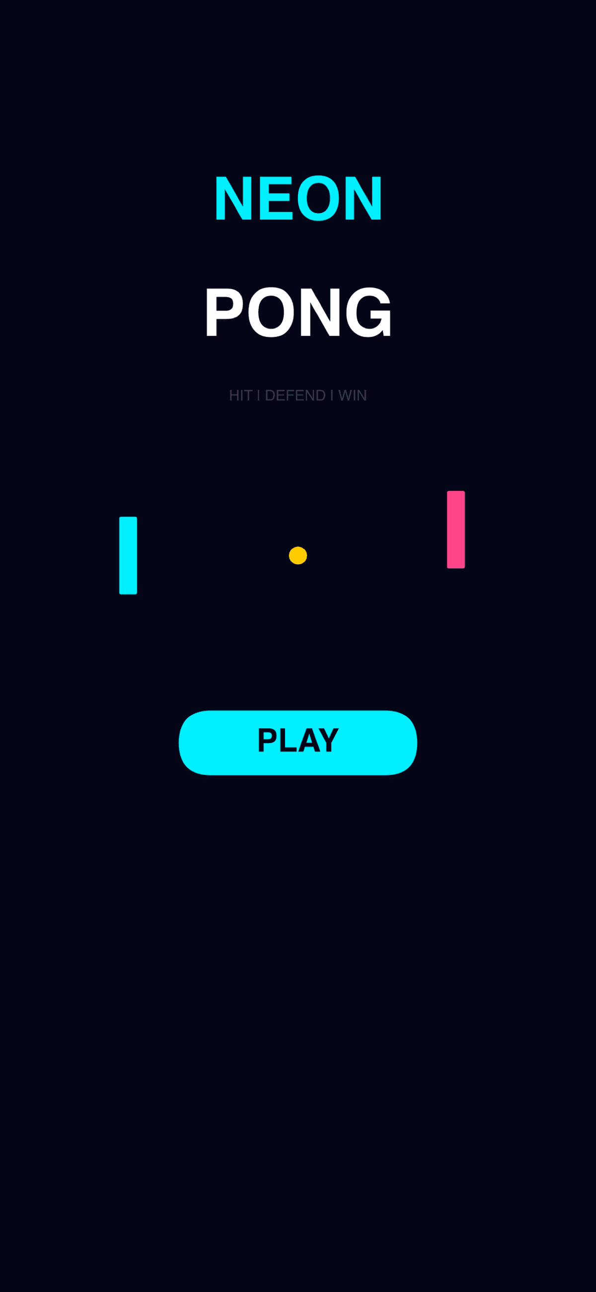 Neon Pong main menu