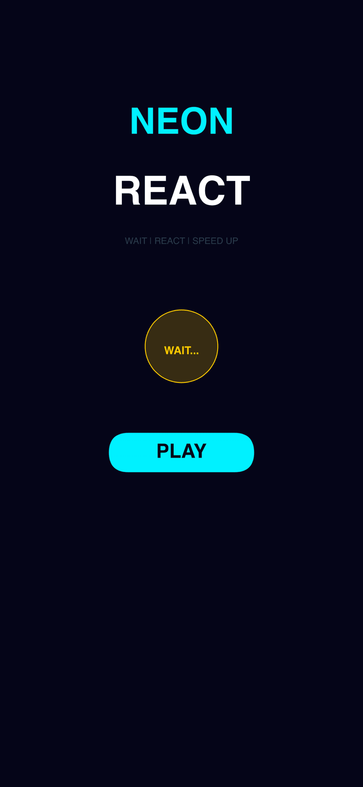 Neon React main menu