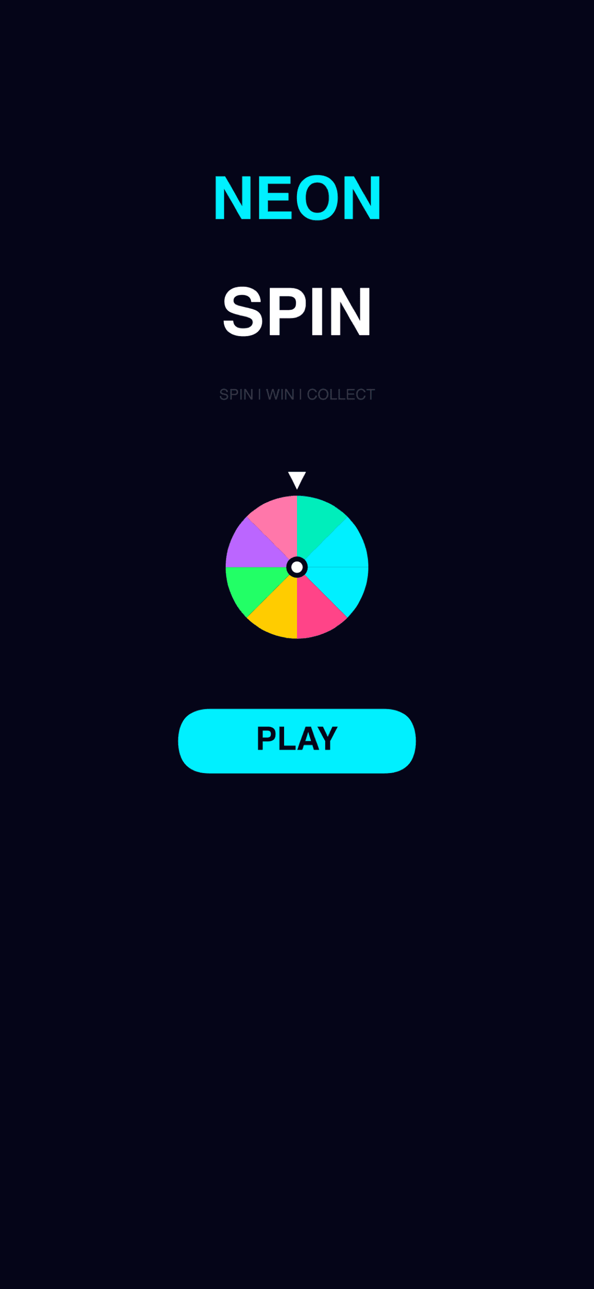 Neon Spin main menu