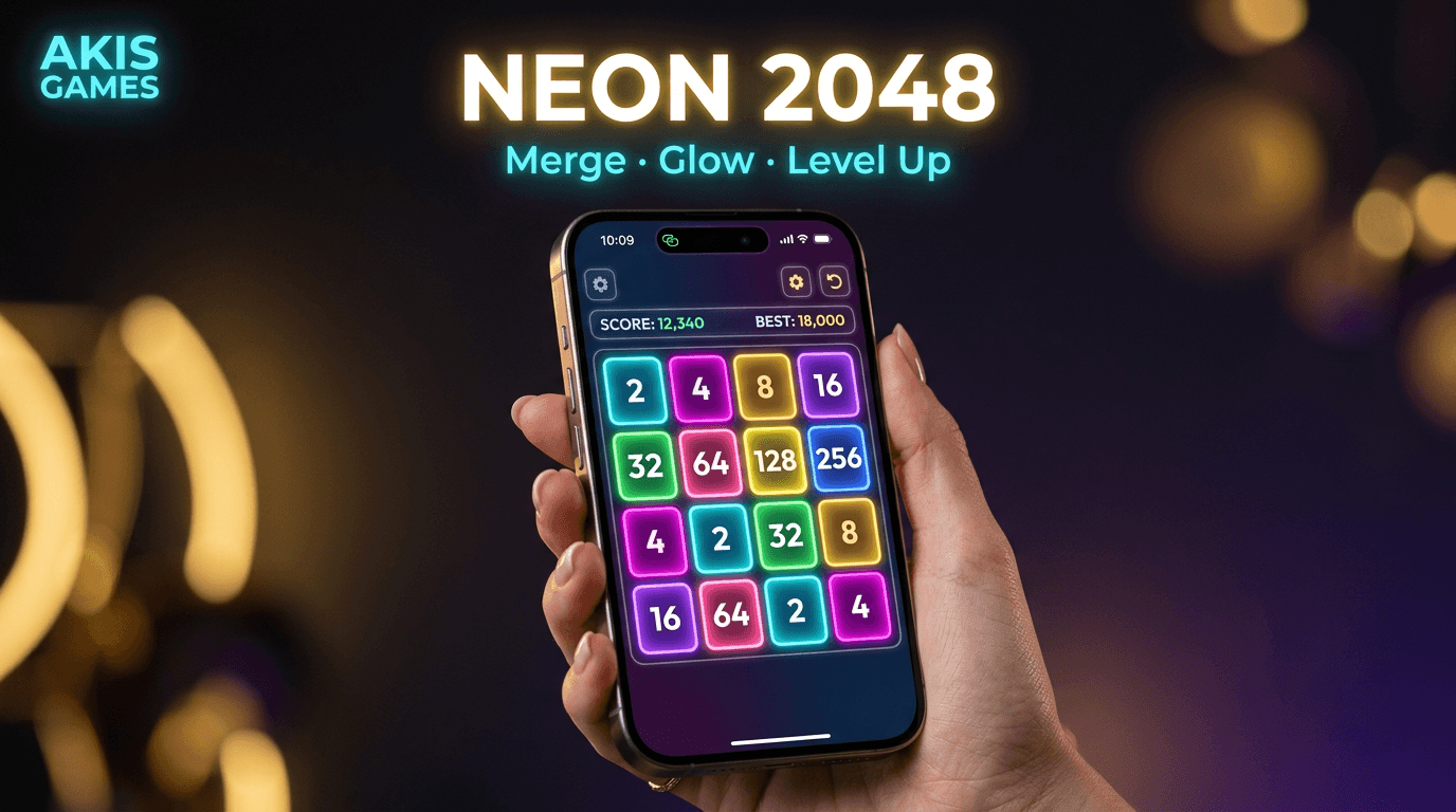 Neon 2048 — Merge puzzle classic, neon style